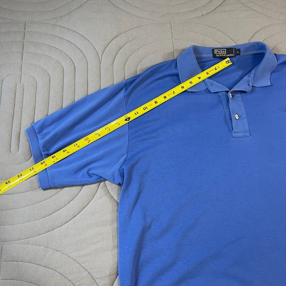 Vintage Polo Ralph Lauren Mens Golf Polo Shirt Shield Logo Size Large Blue Soft - Picture 7 of 10